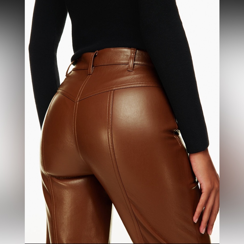 Aritzia Wilfred Vegan Leather Pants Brown